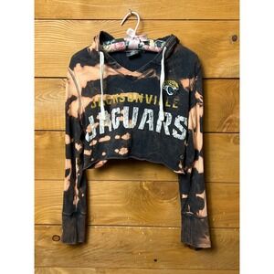 Jacksonville Jaguars Womens Cropped Bleached Hoodie NFL Team Apparel L Long SLV